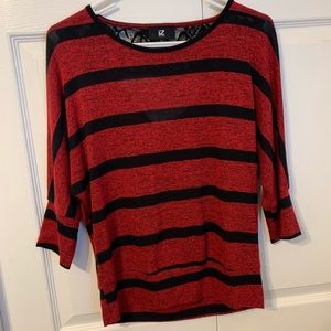 ☆ black and red striped blouse ☆